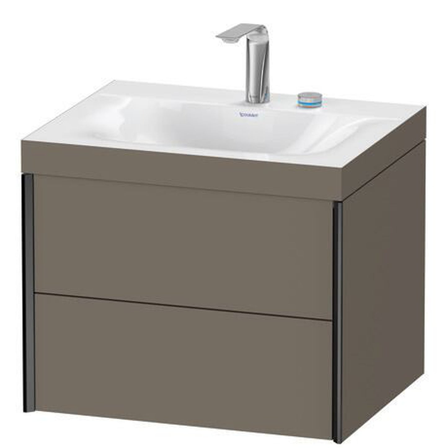 Duravit Xviu 24" x 20" x 19" Two Drawer C-Bonded Wall-Mount Vanity Kit With Two Tap Holes, Flannel Gray (XV4614EB290C)