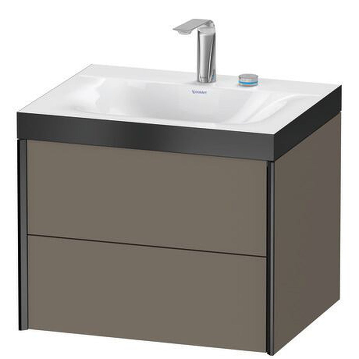Duravit Xviu 24" x 20" x 19" Two Drawer C-Bonded Wall-Mount Vanity Kit With Two Tap Holes, Flannel Gray (XV4614EB290P)