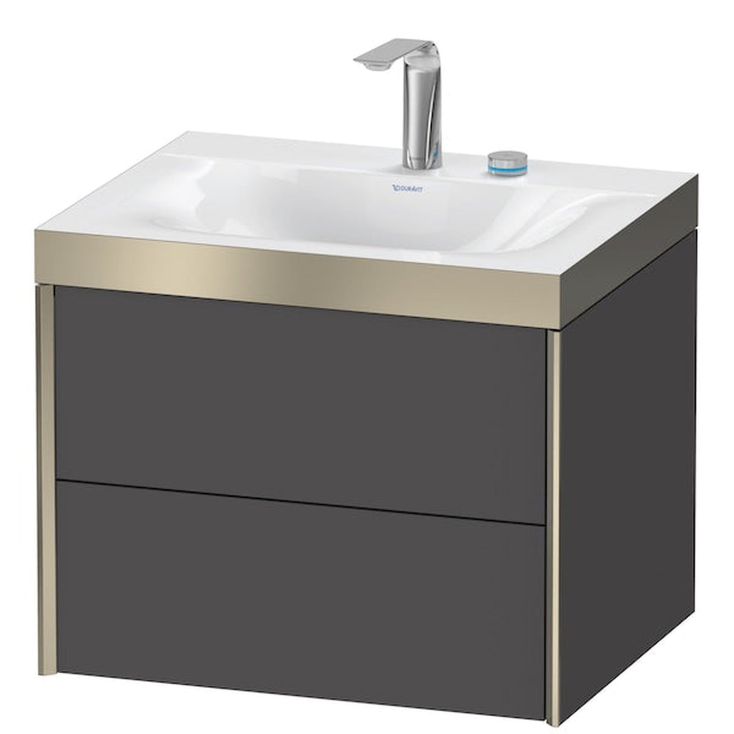 Duravit Xviu 24" x 20" x 19" Two Drawer C-Bonded Wall-Mount Vanity Kit With Two Tap Holes, Graphite (XV4614EB149P)