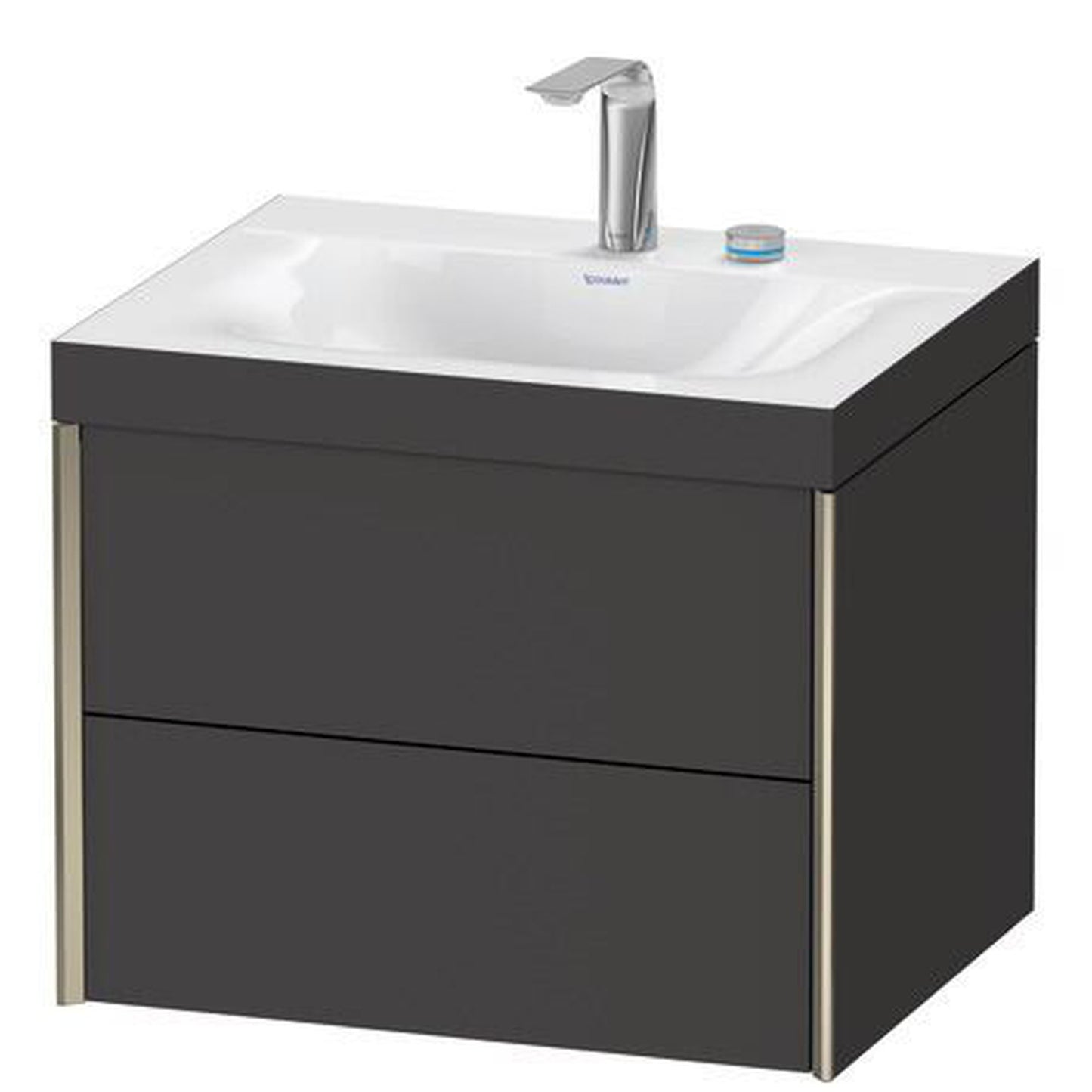 Duravit Xviu 24" x 20" x 19" Two Drawer C-Bonded Wall-Mount Vanity Kit With Two Tap Holes, Graphite (XV4614EB180C)