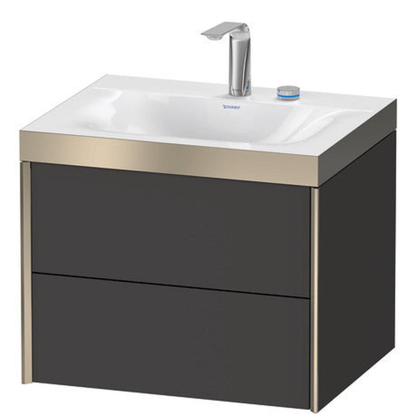 Duravit Xviu 24" x 20" x 19" Two Drawer C-Bonded Wall-Mount Vanity Kit With Two Tap Holes, Graphite (XV4614EB180P)