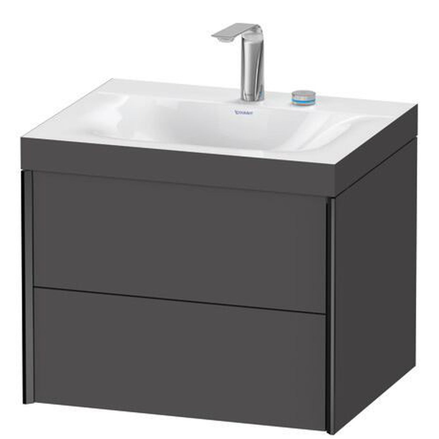 Duravit Xviu 24" x 20" x 19" Two Drawer C-Bonded Wall-Mount Vanity Kit With Two Tap Holes, Graphite (XV4614EB249C)
