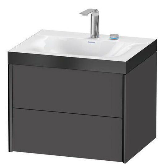 Duravit Xviu 24" x 20" x 19" Two Drawer C-Bonded Wall-Mount Vanity Kit With Two Tap Holes, Graphite (XV4614EB249P)