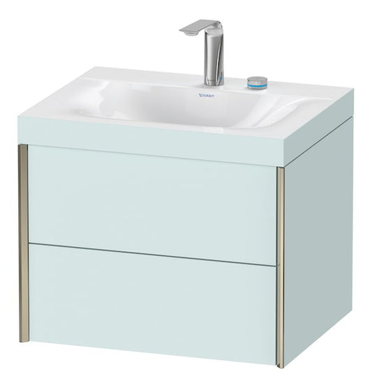 Duravit Xviu 24" x 20" x 19" Two Drawer C-Bonded Wall-Mount Vanity Kit With Two Tap Holes, Light Blue (XV4614EB109C)