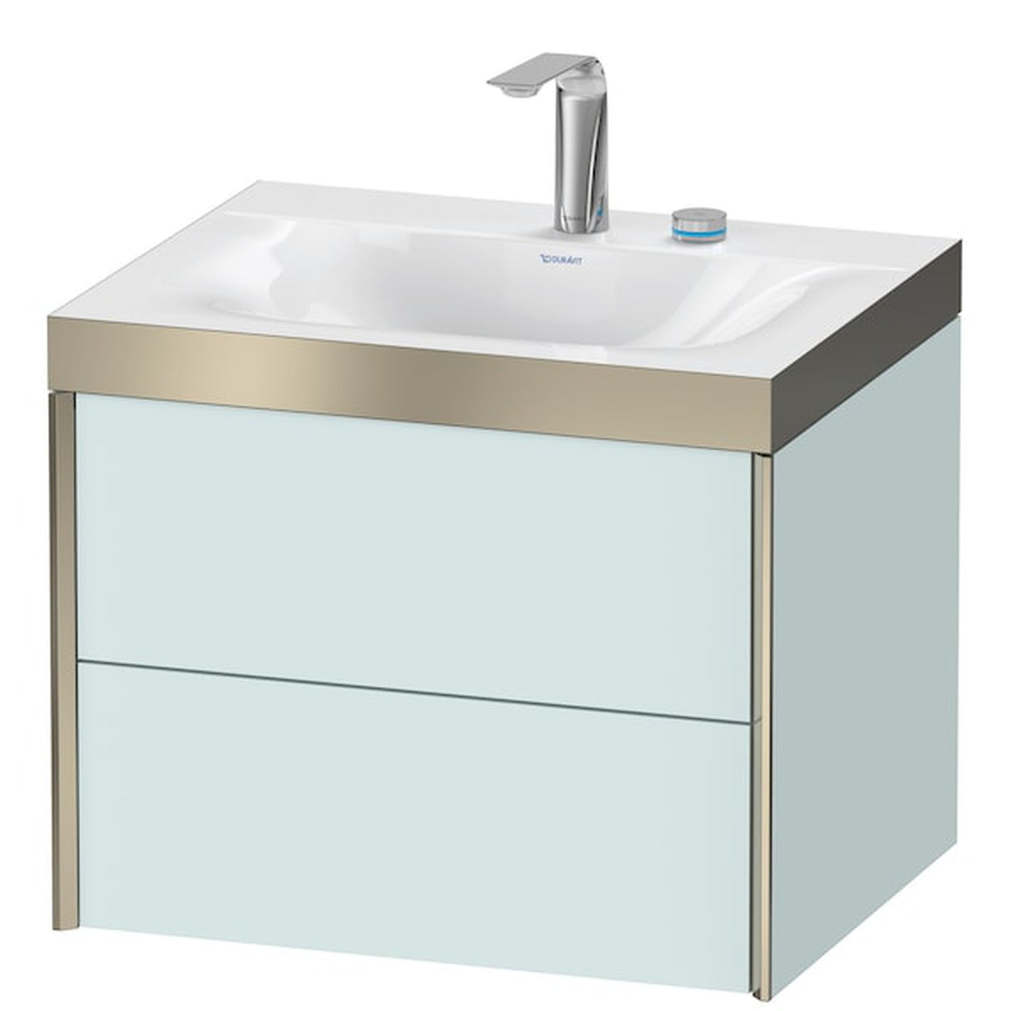 Duravit Xviu 24" x 20" x 19" Two Drawer C-Bonded Wall-Mount Vanity Kit With Two Tap Holes, Light Blue (XV4614EB109P)