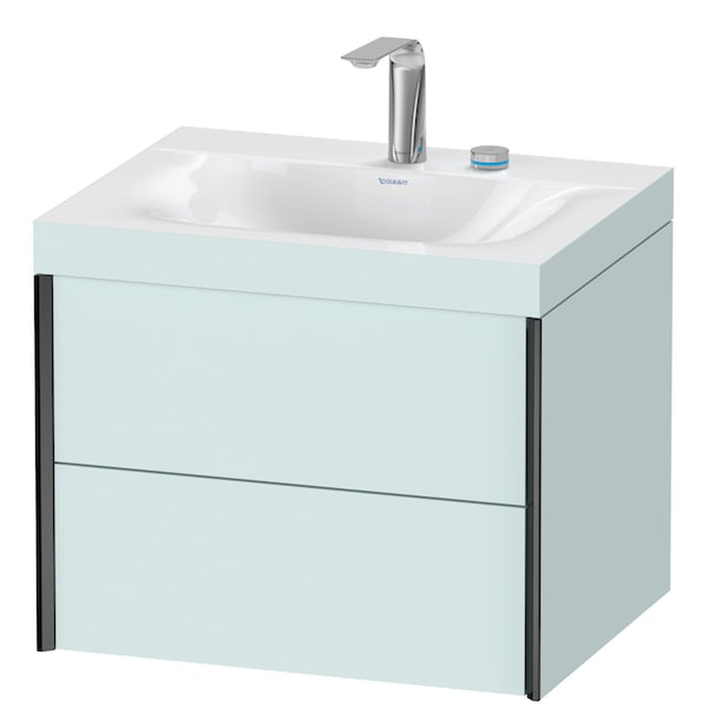 Duravit Xviu 24" x 20" x 19" Two Drawer C-Bonded Wall-Mount Vanity Kit With Two Tap Holes, Light Blue (XV4614EB209C)