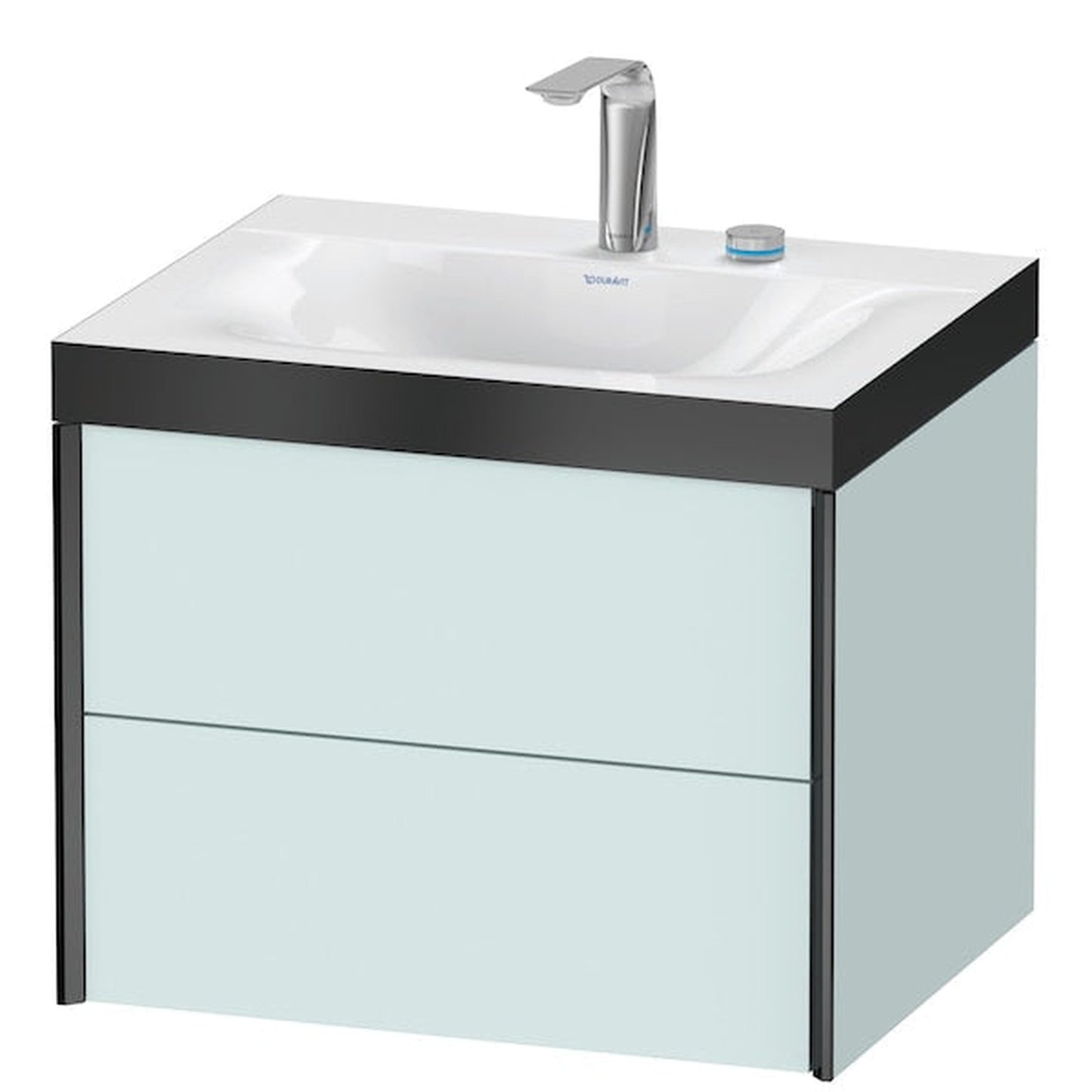 Duravit Xviu 24" x 20" x 19" Two Drawer C-Bonded Wall-Mount Vanity Kit With Two Tap Holes, Light Blue (XV4614EB209P)