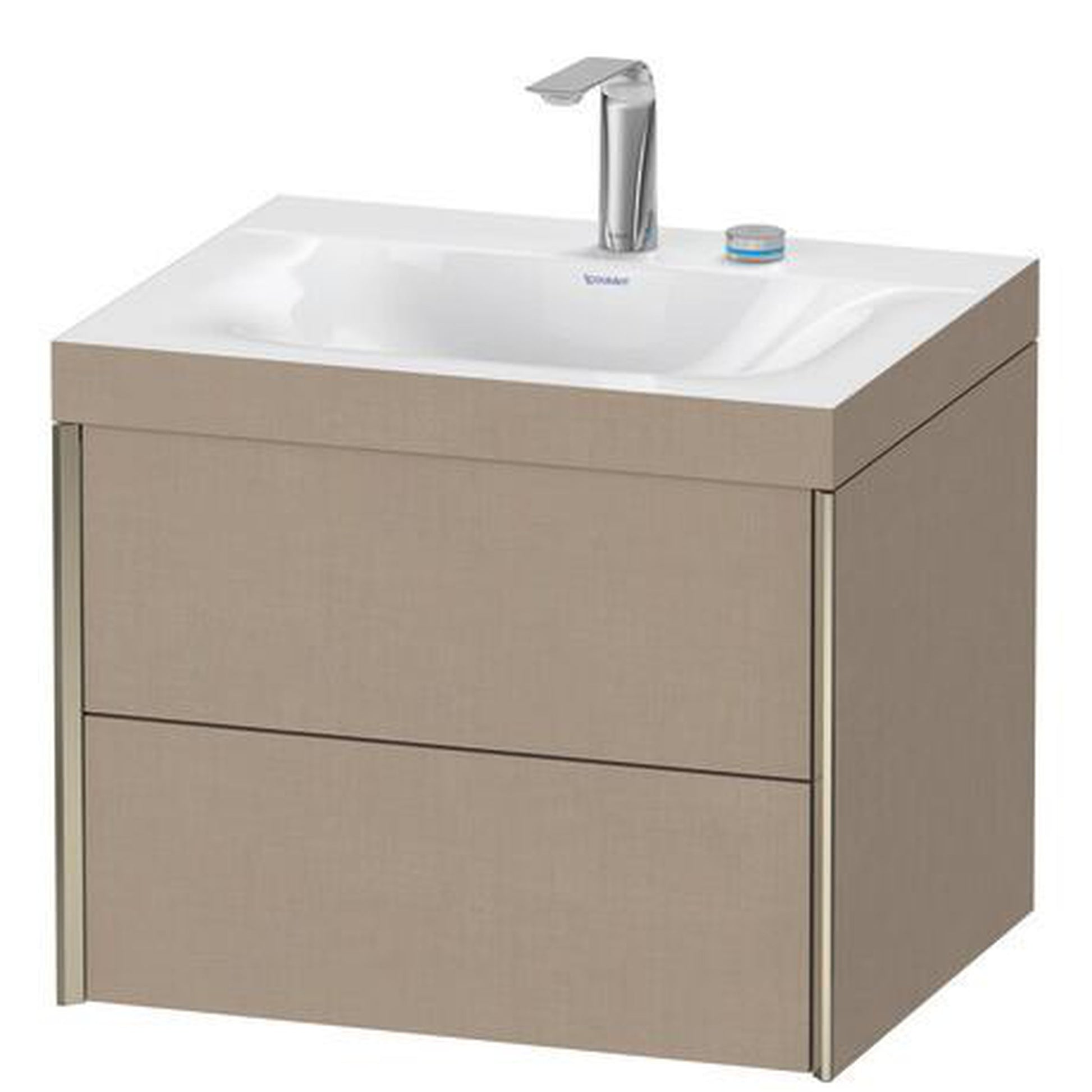 Duravit Xviu 24" x 20" x 19" Two Drawer C-Bonded Wall-Mount Vanity Kit With Two Tap Holes, Linen (XV4614EB175C)