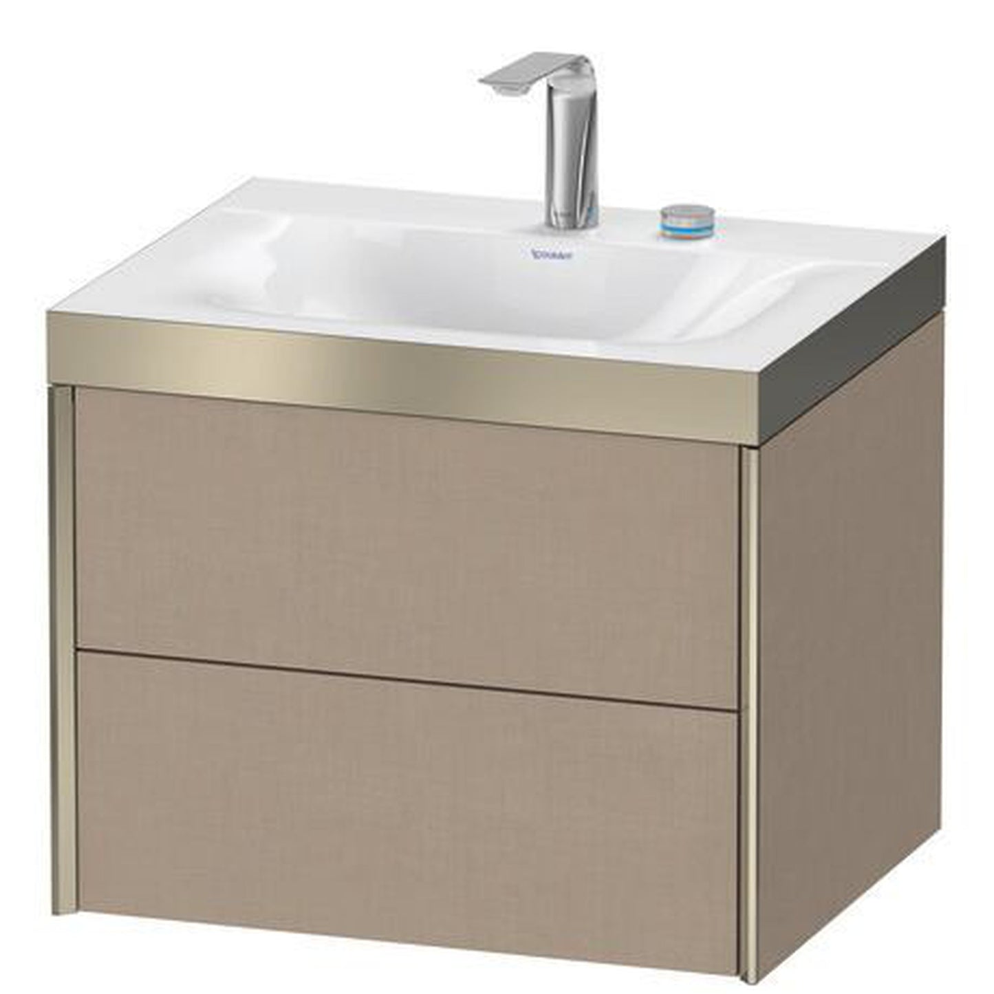 Duravit Xviu 24" x 20" x 19" Two Drawer C-Bonded Wall-Mount Vanity Kit With Two Tap Holes, Linen (XV4614EB175P)