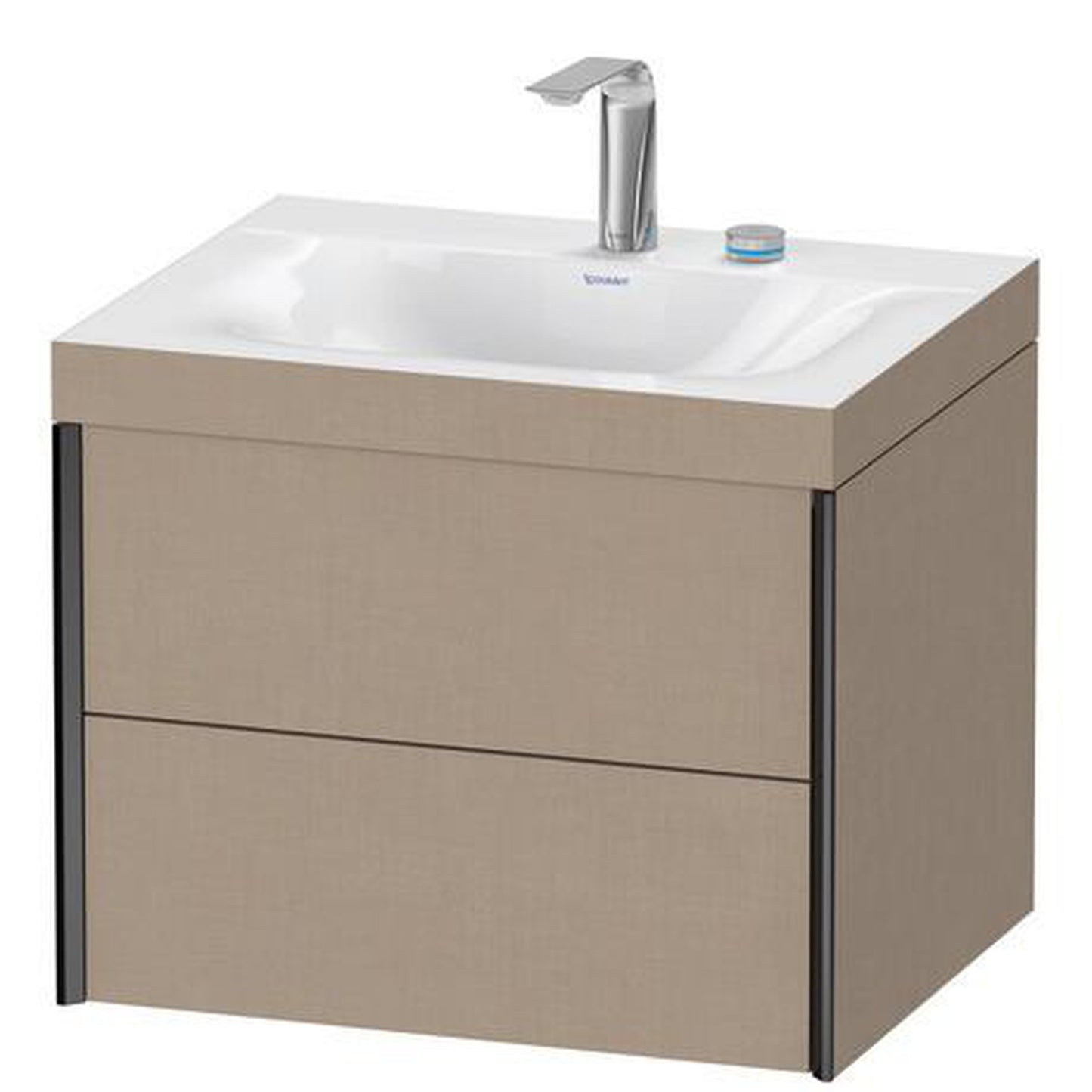 Duravit Xviu 24" x 20" x 19" Two Drawer C-Bonded Wall-Mount Vanity Kit With Two Tap Holes, Linen (XV4614EB275C)