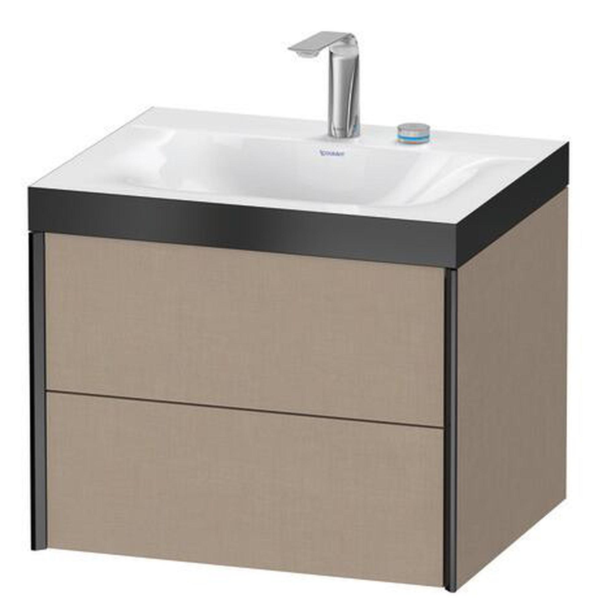 Duravit Xviu 24" x 20" x 19" Two Drawer C-Bonded Wall-Mount Vanity Kit With Two Tap Holes, Linen (XV4614EB275P)