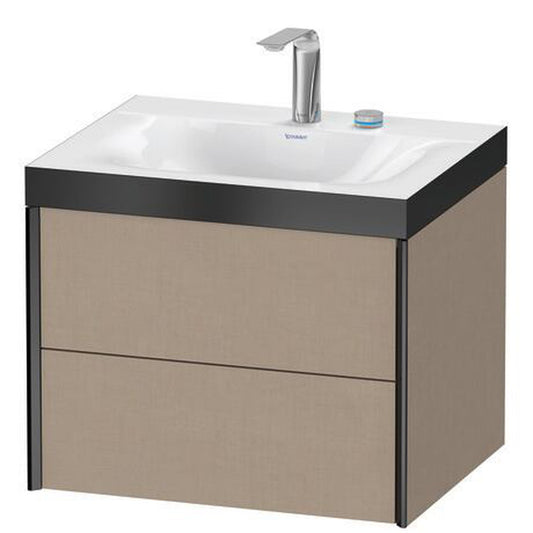 Duravit Xviu 24" x 20" x 19" Two Drawer C-Bonded Wall-Mount Vanity Kit With Two Tap Holes, Linen (XV4614EB275P)