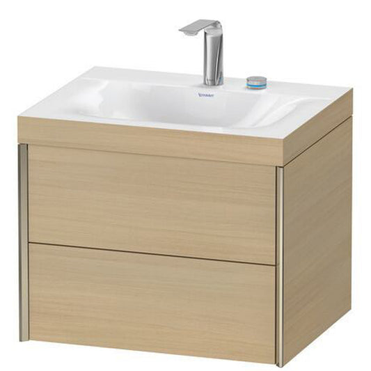 Duravit Xviu 24" x 20" x 19" Two Drawer C-Bonded Wall-Mount Vanity Kit With Two Tap Holes, Mediterranean Oak (XV4614EB171C)