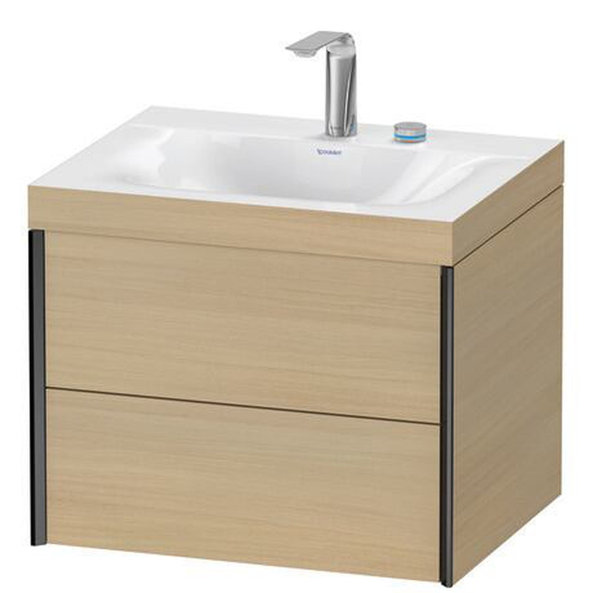 Duravit Xviu 24" x 20" x 19" Two Drawer C-Bonded Wall-Mount Vanity Kit With Two Tap Holes, Mediterranean Oak (XV4614EB271C)