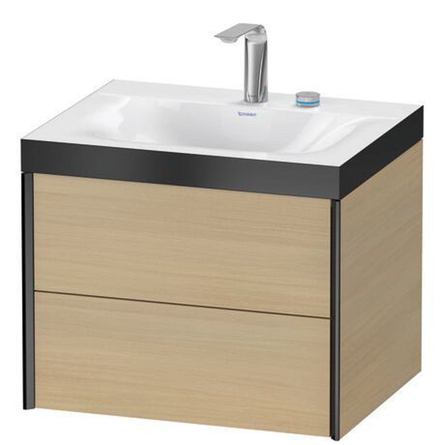 Duravit Xviu 24" x 20" x 19" Two Drawer C-Bonded Wall-Mount Vanity Kit With Two Tap Holes, Mediterranean Oak (XV4614EB271P)