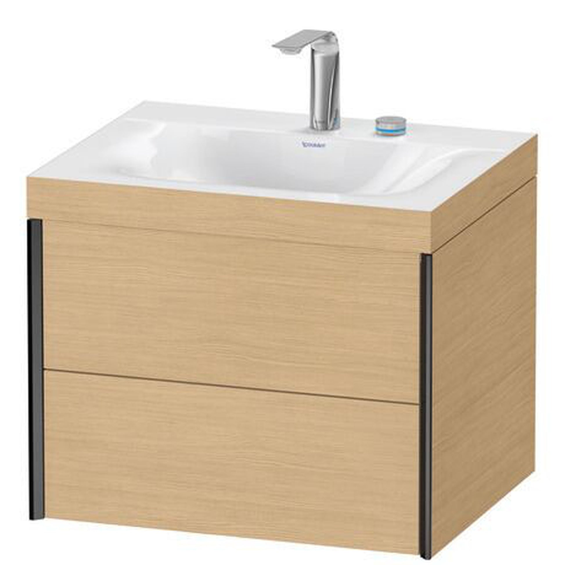 Duravit Xviu 24" x 20" x 19" Two Drawer C-Bonded Wall-Mount Vanity Kit With Two Tap Holes, Natural Oak (XV4614EB230C)