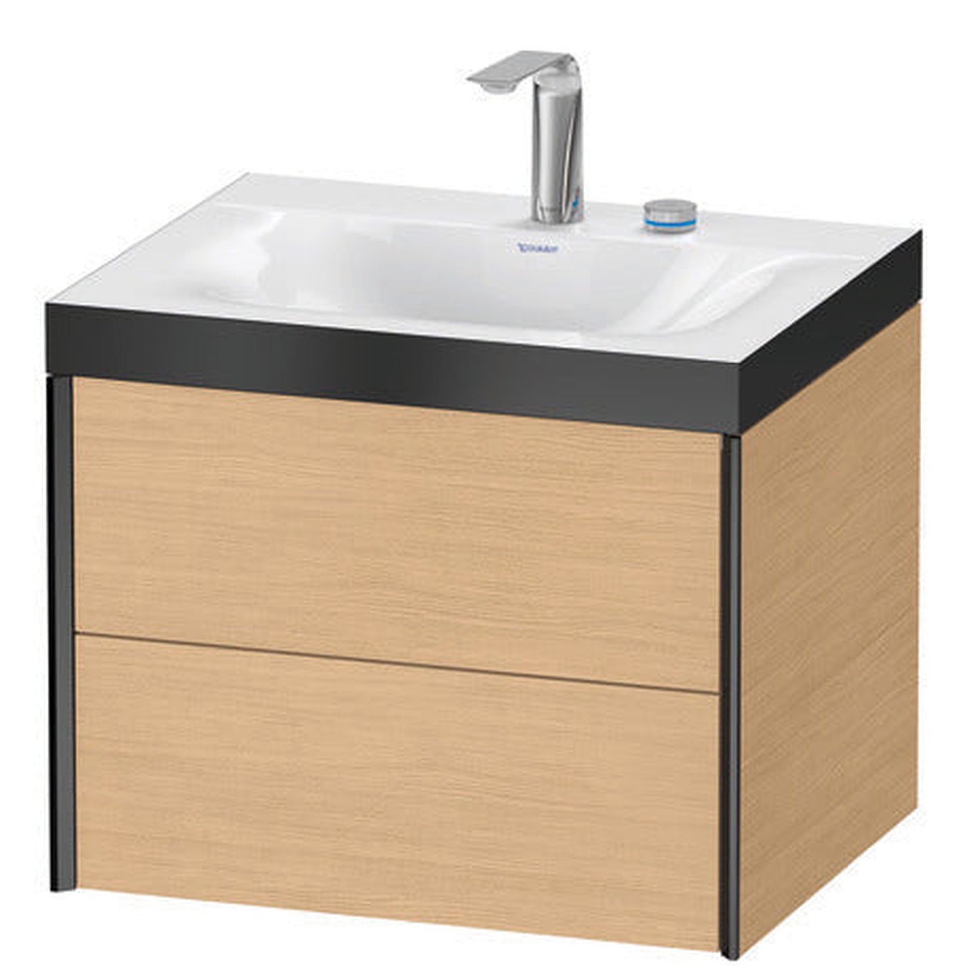 Duravit Xviu 24" x 20" x 19" Two Drawer C-Bonded Wall-Mount Vanity Kit With Two Tap Holes, Natural Oak (XV4614EB230P)