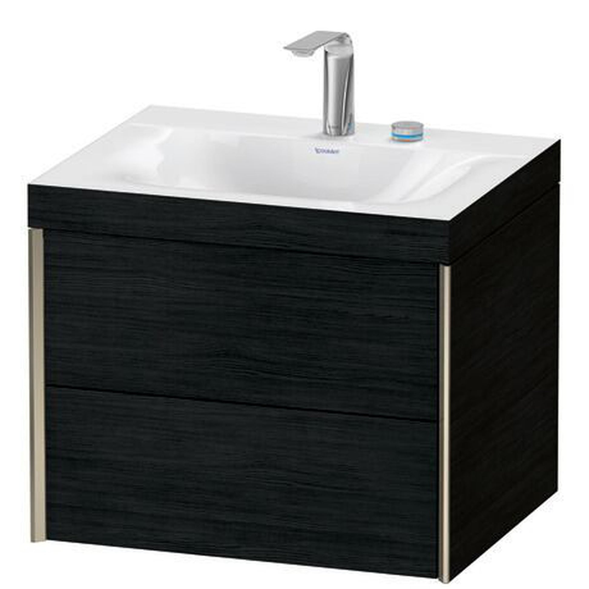 Duravit Xviu 24" x 20" x 19" Two Drawer C-Bonded Wall-Mount Vanity Kit With Two Tap Holes, Oak Black (XV4614EB116C)