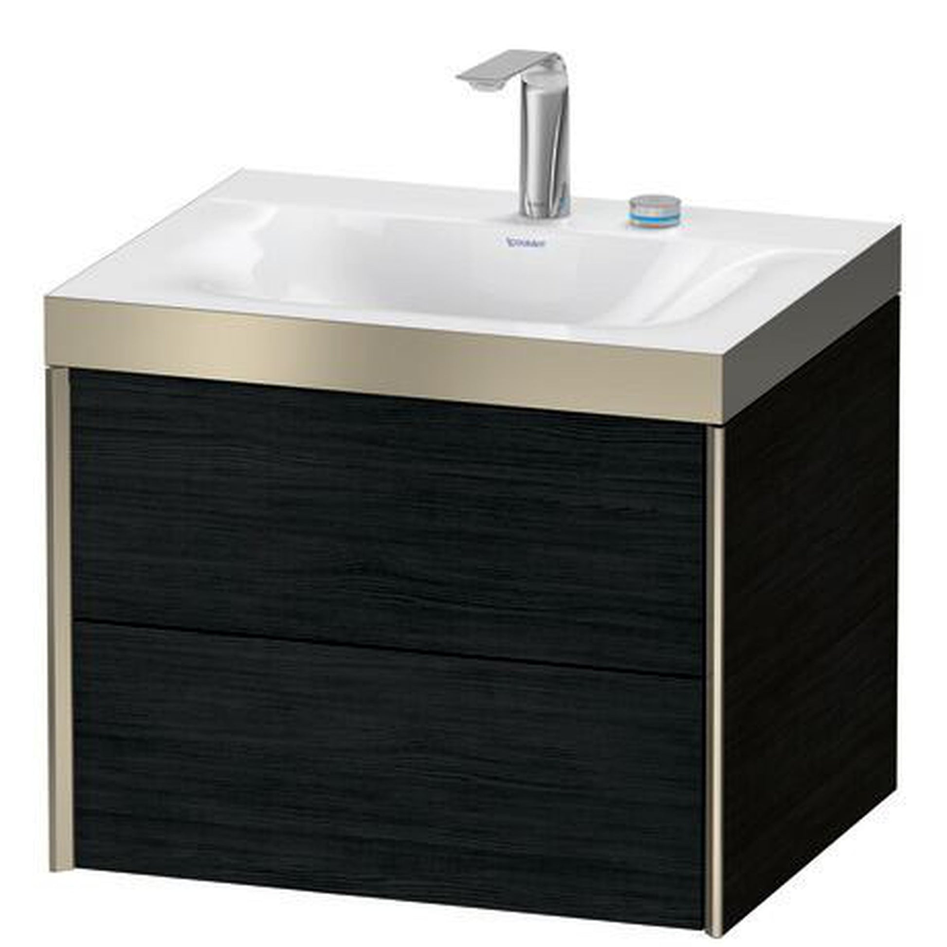 Duravit Xviu 24" x 20" x 19" Two Drawer C-Bonded Wall-Mount Vanity Kit With Two Tap Holes, Oak Black (XV4614EB116P)