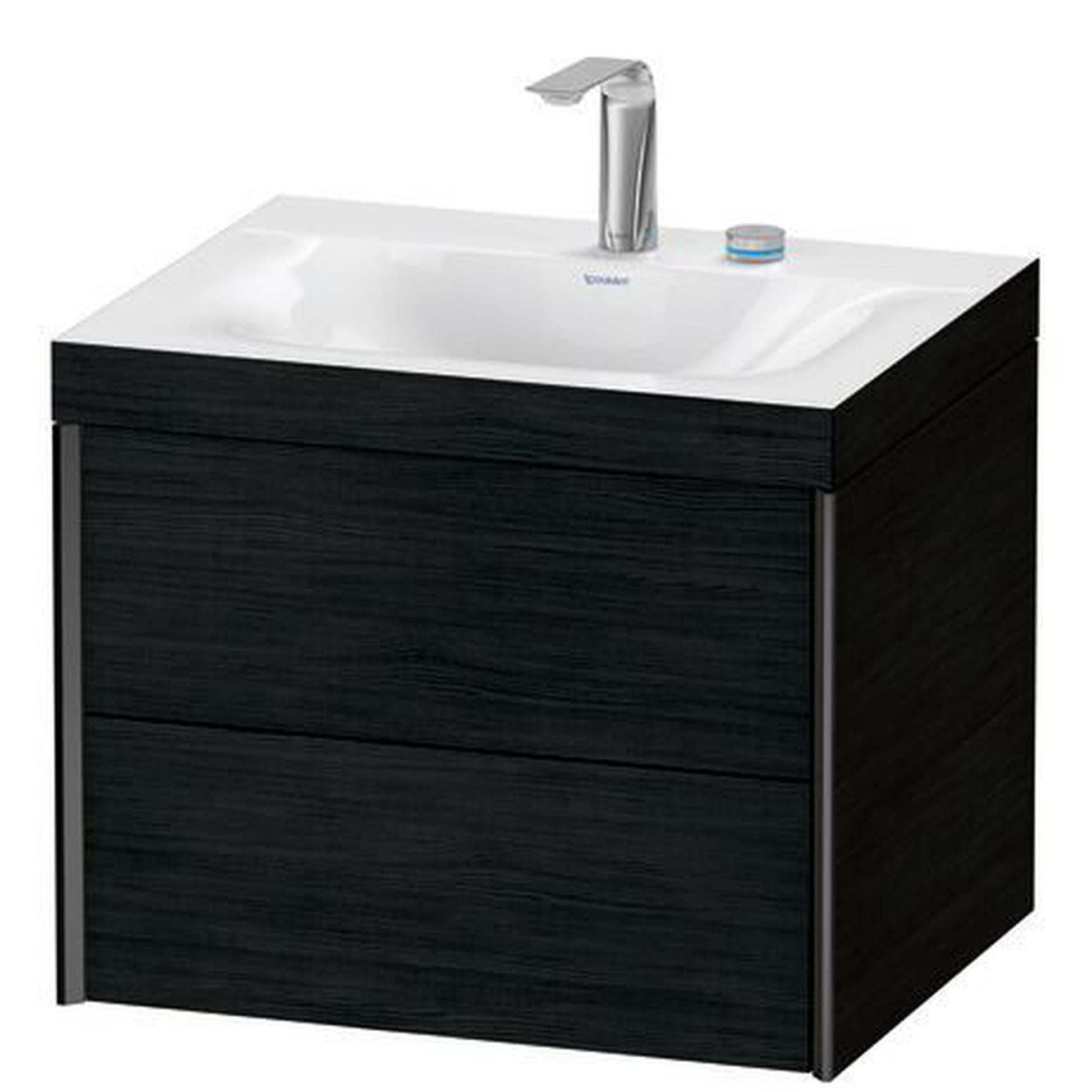 Duravit Xviu 24" x 20" x 19" Two Drawer C-Bonded Wall-Mount Vanity Kit With Two Tap Holes, Oak Black (XV4614EB216C)