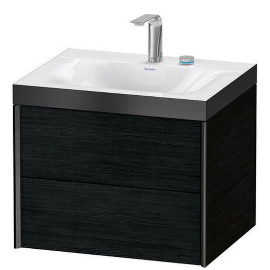 Duravit Xviu 24" x 20" x 19" Two Drawer C-Bonded Wall-Mount Vanity Kit With Two Tap Holes, Oak Black (XV4614EB216P)