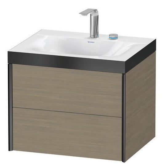 Duravit Xviu 24" x 20" x 19" Two Drawer C-Bonded Wall-Mount Vanity Kit With Two Tap Holes, Oak Terra (XV4614EB235P)