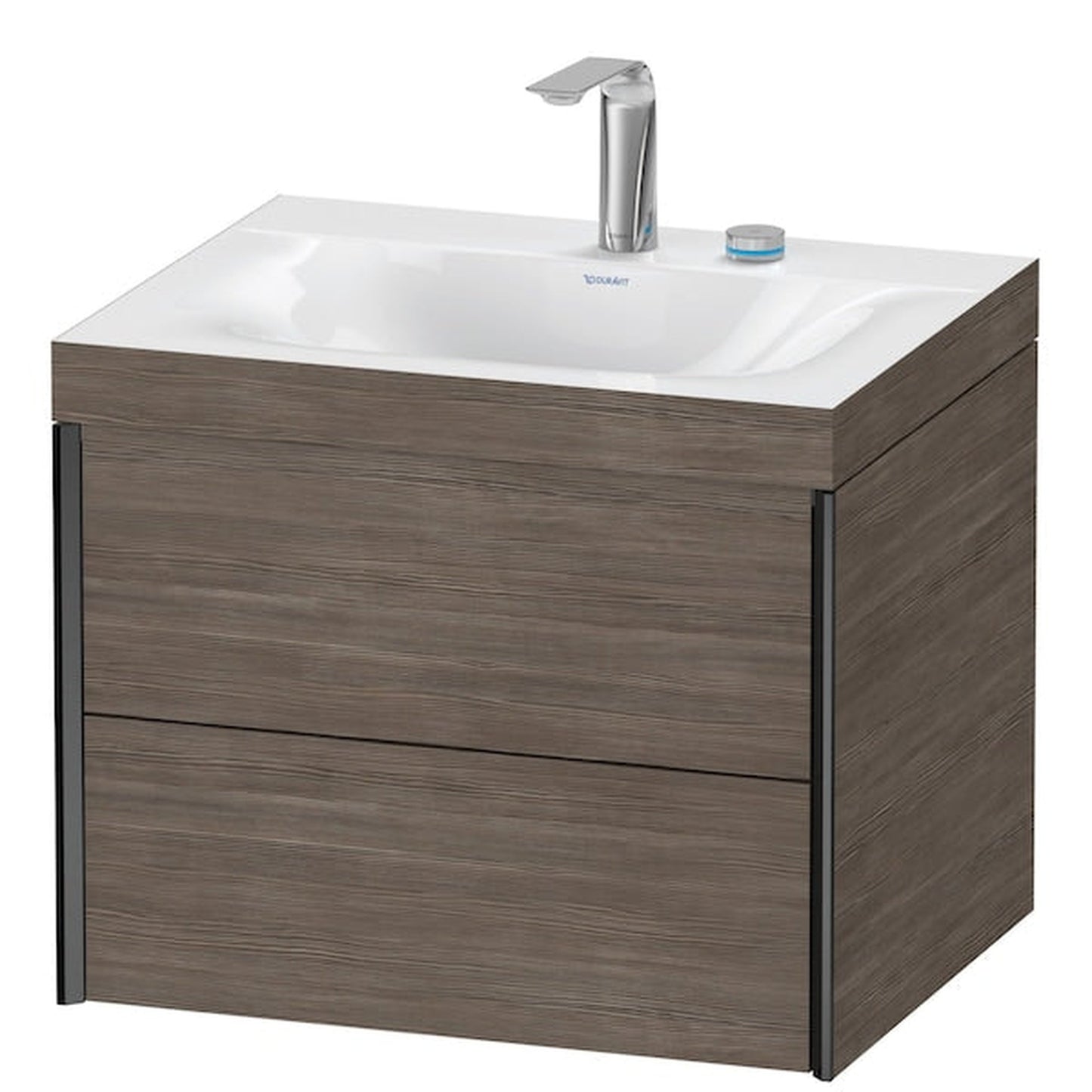 Duravit Xviu 24" x 20" x 19" Two Drawer C-Bonded Wall-Mount Vanity Kit With Two Tap Holes, Pine Terra (XV4614EB251C)