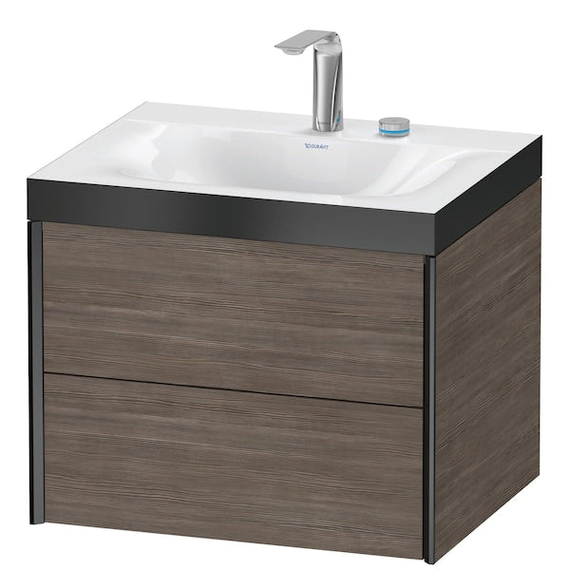 Duravit Xviu 24" x 20" x 19" Two Drawer C-Bonded Wall-Mount Vanity Kit With Two Tap Holes, Pine Terra (XV4614EB251P)