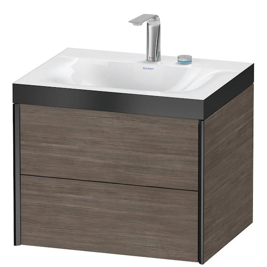 Duravit Xviu 24" x 20" x 19" Two Drawer C-Bonded Wall-Mount Vanity Kit With Two Tap Holes, Pine Terra (XV4614EB251P)