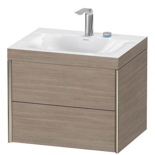 Duravit Xviu 24" x 20" x 19" Two Drawer C-Bonded Wall-Mount Vanity Kit With Two Tap Holes, Silver Pine (XV4614EB131C)