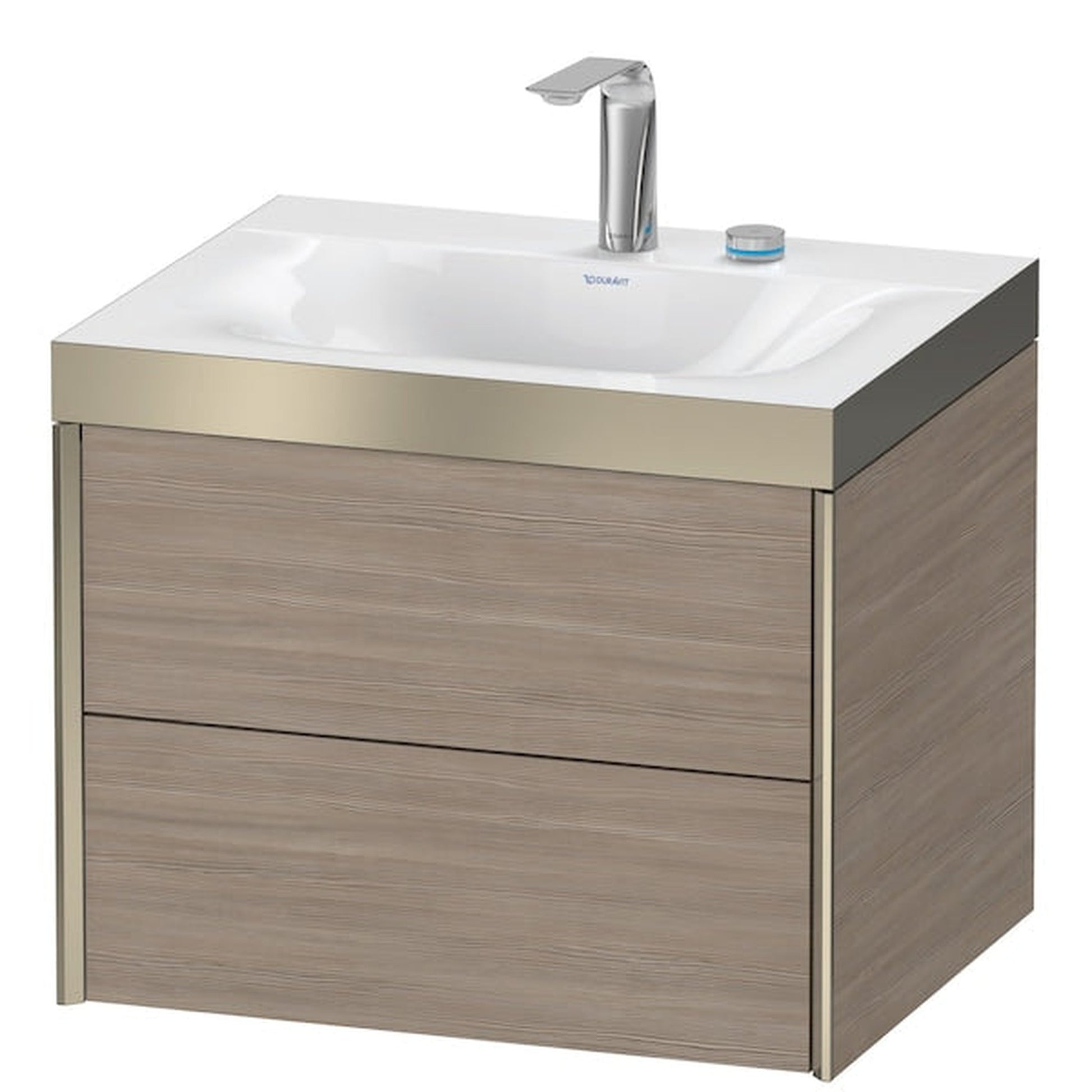 Duravit Xviu 24" x 20" x 19" Two Drawer C-Bonded Wall-Mount Vanity Kit With Two Tap Holes, Silver Pine (XV4614EB131P)