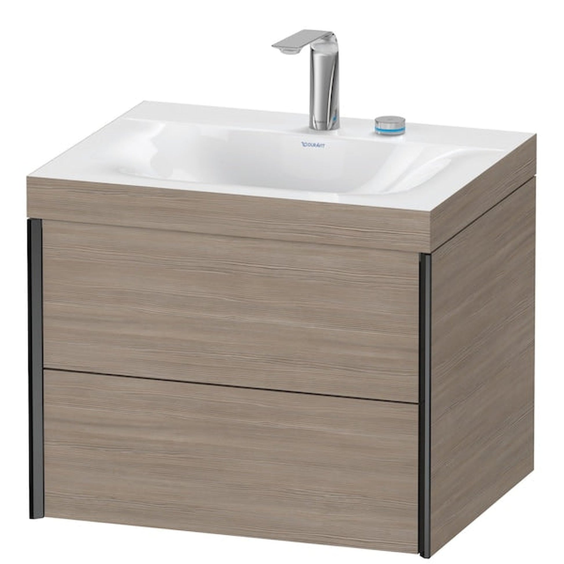 Duravit Xviu 24" x 20" x 19" Two Drawer C-Bonded Wall-Mount Vanity Kit With Two Tap Holes, Silver Pine (XV4614EB231C)