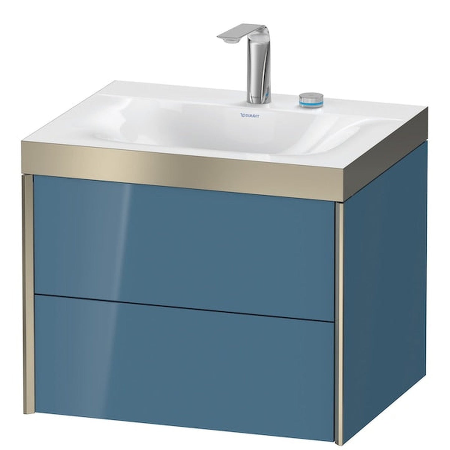 Duravit Xviu 24" x 20" x 19" Two Drawer C-Bonded Wall-Mount Vanity Kit With Two Tap Holes, Stone Blue (XV4614EB147P)