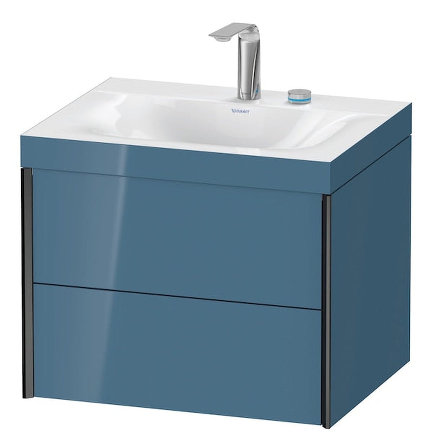 Duravit Xviu 24" x 20" x 19" Two Drawer C-Bonded Wall-Mount Vanity Kit With Two Tap Holes, Stone Blue (XV4614EB247C)