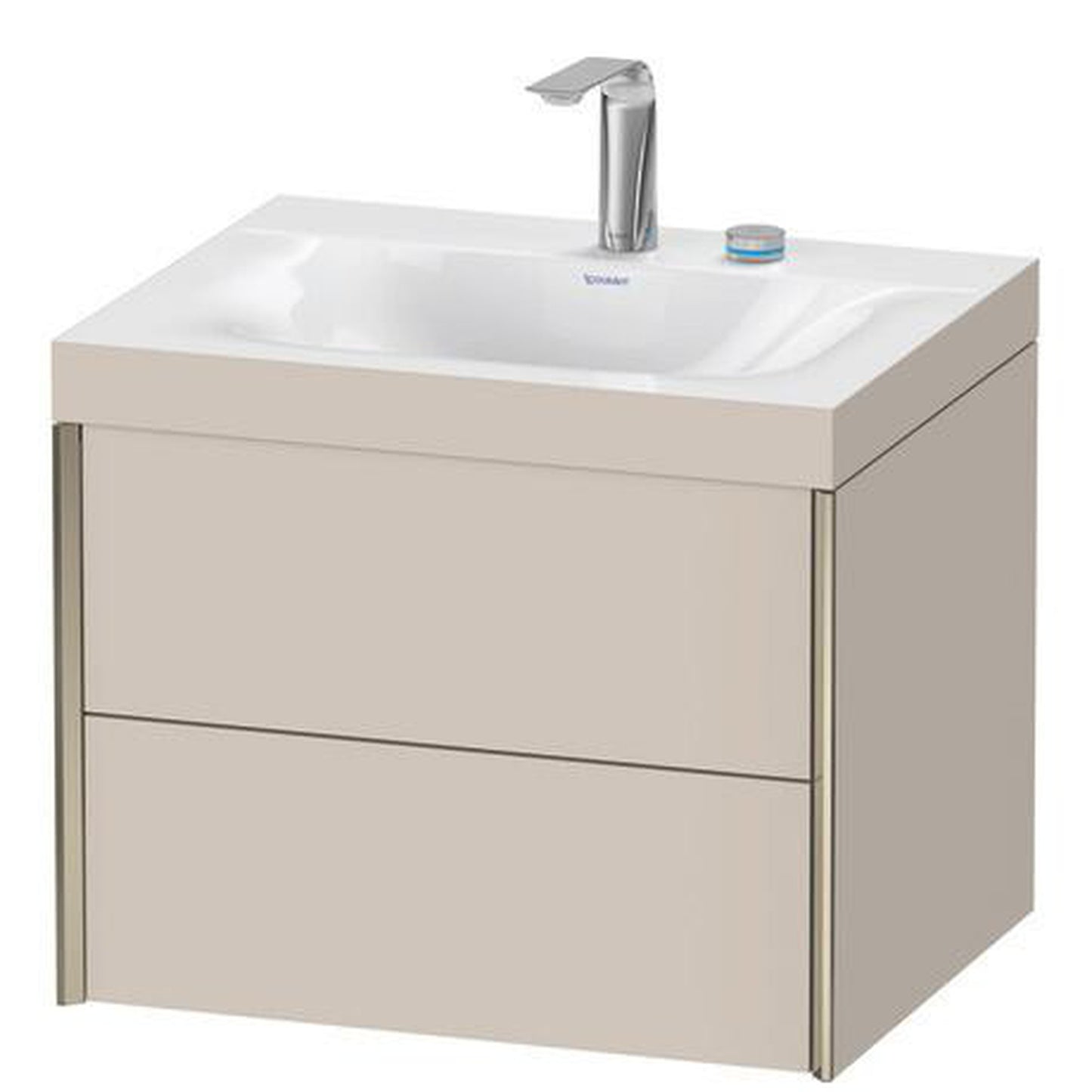 Duravit Xviu 24" x 20" x 19" Two Drawer C-Bonded Wall-Mount Vanity Kit With Two Tap Holes, Taupe (XV4614EB191C)