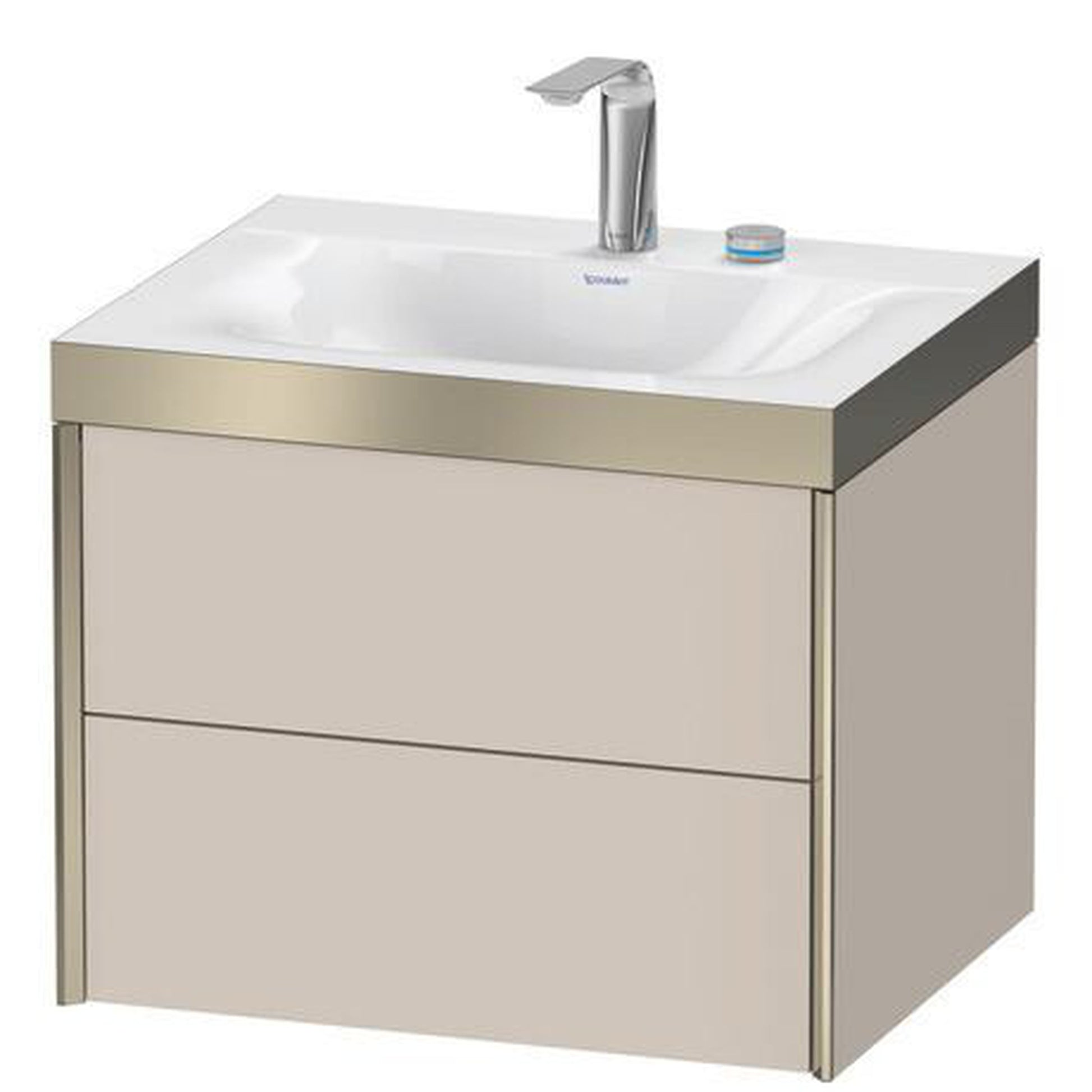 Duravit Xviu 24" x 20" x 19" Two Drawer C-Bonded Wall-Mount Vanity Kit With Two Tap Holes, Taupe (XV4614EB191P)