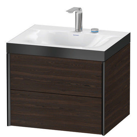 Duravit Xviu 24" x 20" x 19" Two Drawer C-Bonded Wall-Mount Vanity Kit With Two Tap Holes, Walnut Brushed (XV4614EB269P)