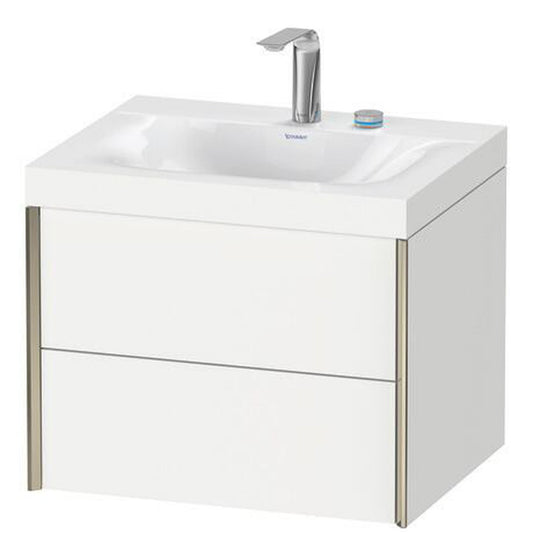 Duravit Xviu 24" x 20" x 19" Two Drawer C-Bonded Wall-Mount Vanity Kit With Two Tap Holes, White (XV4614EB118C)