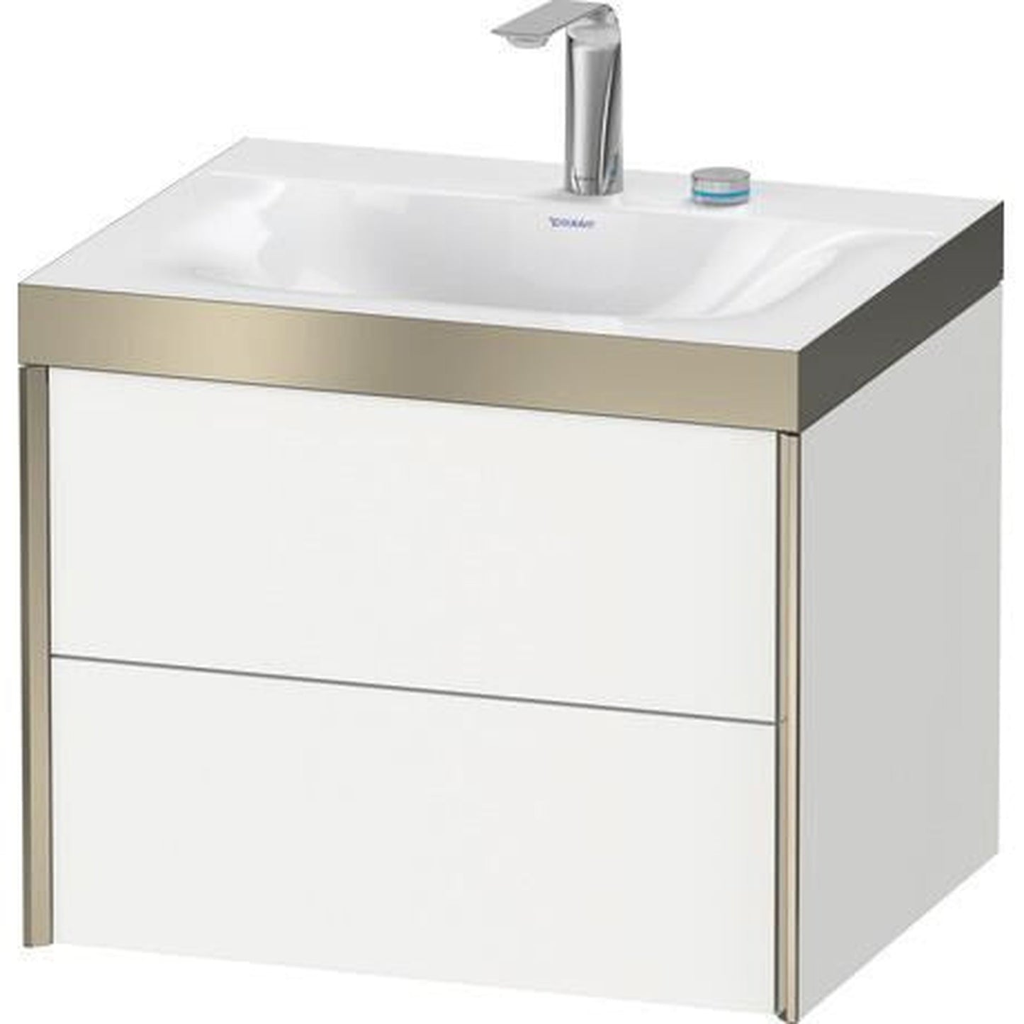 Duravit Xviu 24" x 20" x 19" Two Drawer C-Bonded Wall-Mount Vanity Kit With Two Tap Holes, White (XV4614EB118P)