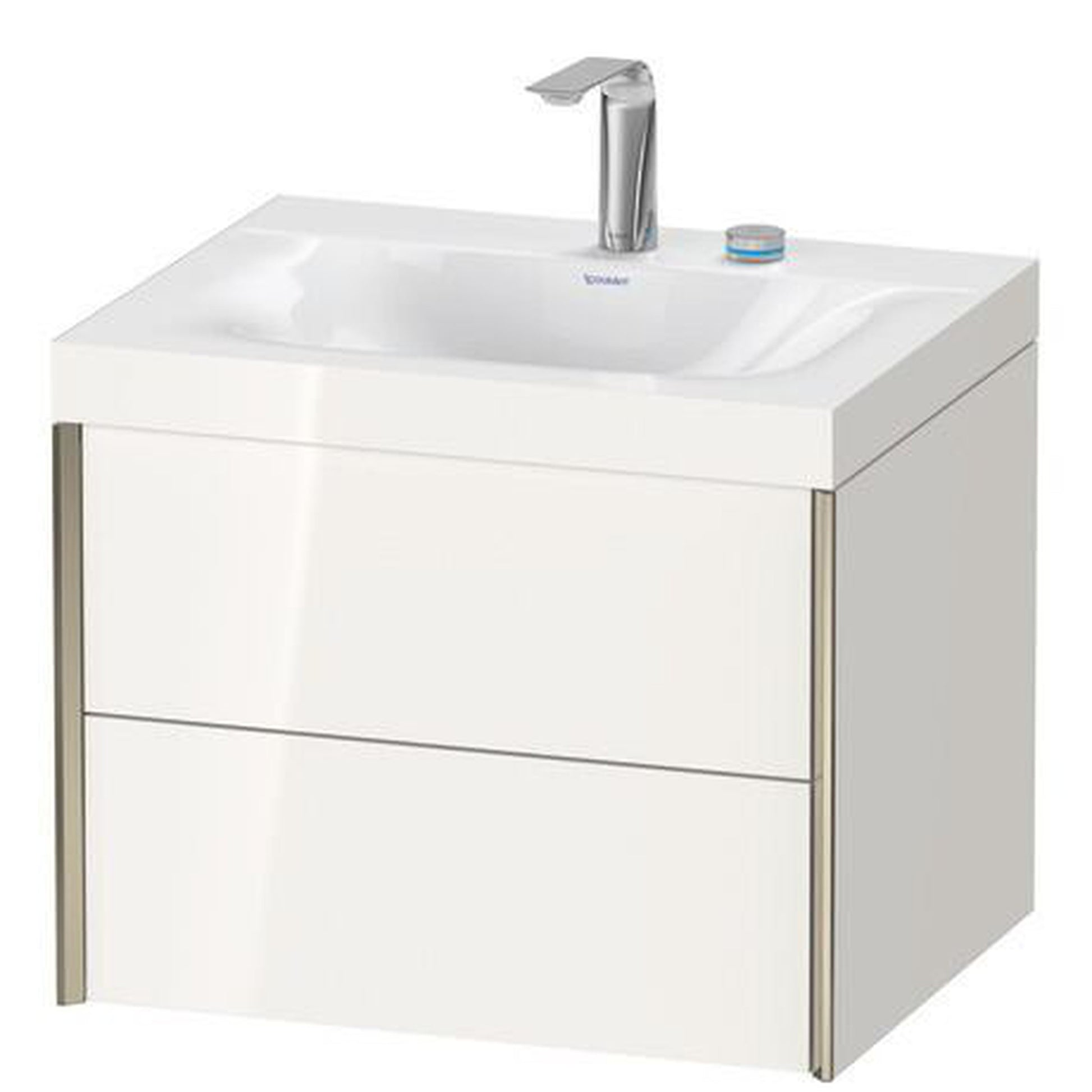 Duravit Xviu 24" x 20" x 19" Two Drawer C-Bonded Wall-Mount Vanity Kit With Two Tap Holes, White (XV4614EB122C)