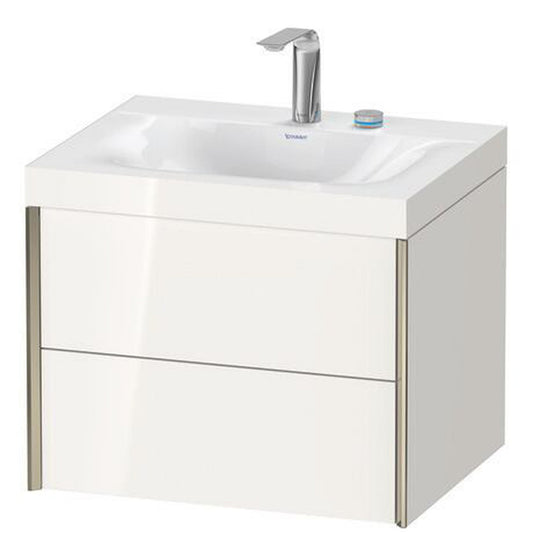 Duravit Xviu 24" x 20" x 19" Two Drawer C-Bonded Wall-Mount Vanity Kit With Two Tap Holes, White (XV4614EB122C)