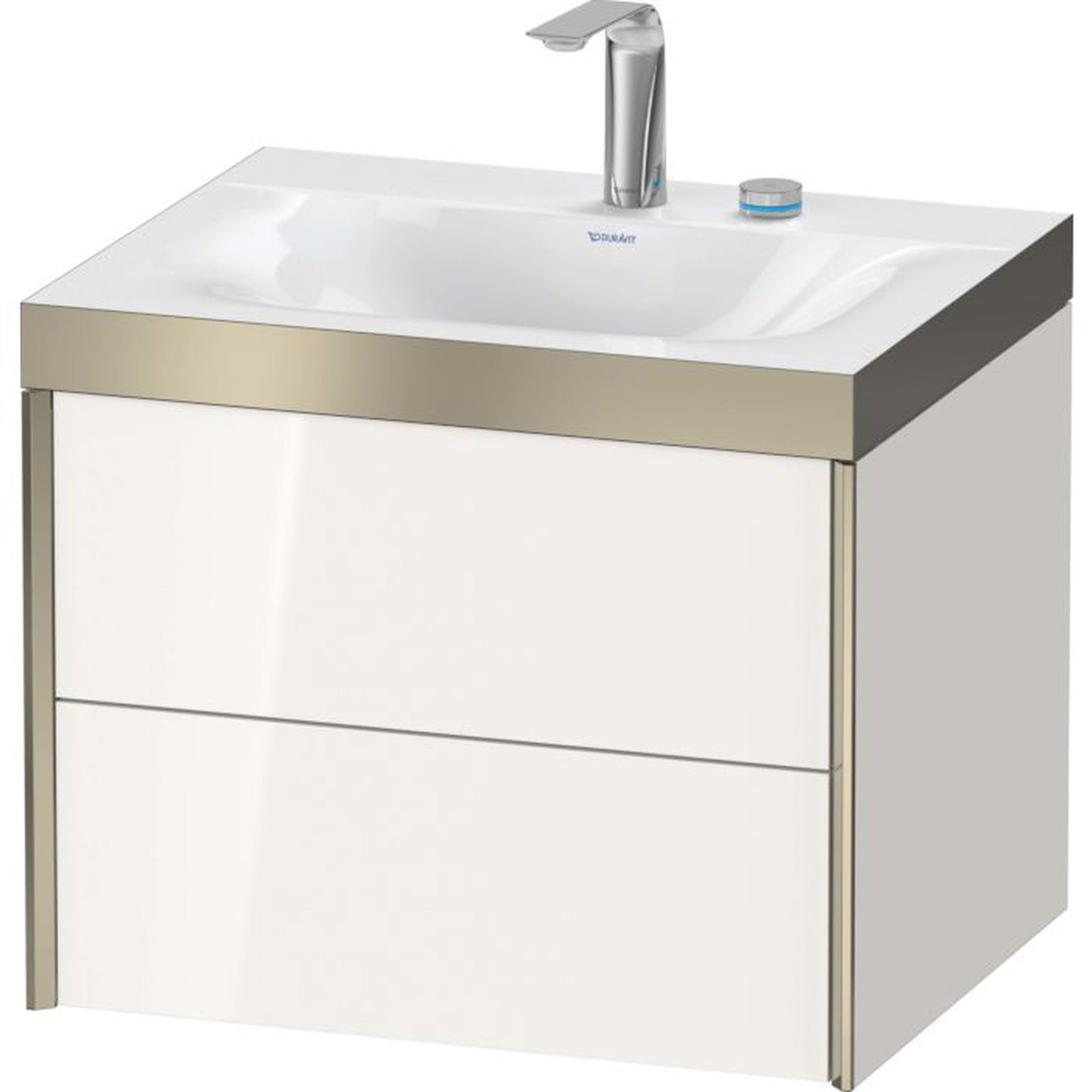 Duravit Xviu 24" x 20" x 19" Two Drawer C-Bonded Wall-Mount Vanity Kit With Two Tap Holes, White (XV4614EB122P)
