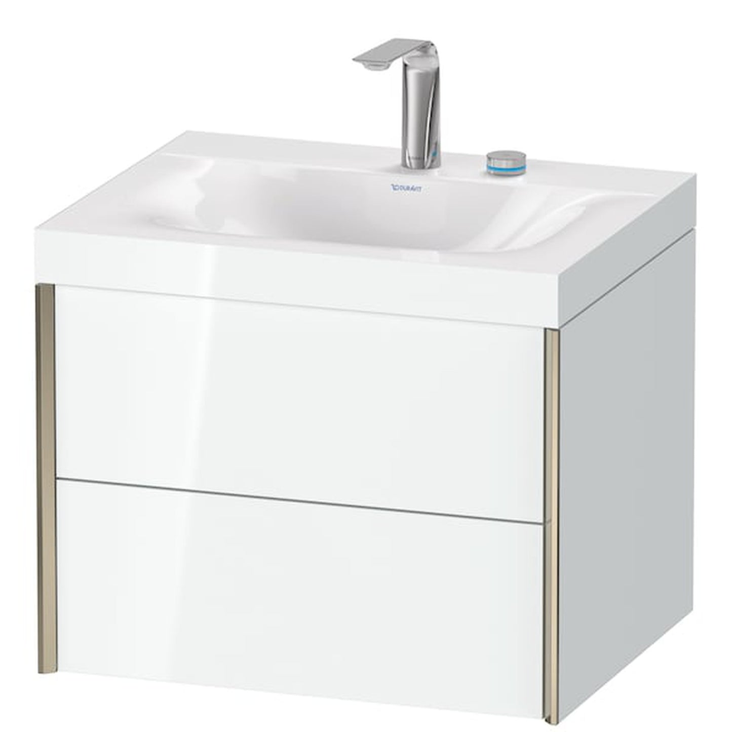 Duravit Xviu 24" x 20" x 19" Two Drawer C-Bonded Wall-Mount Vanity Kit With Two Tap Holes, White (XV4614EB185C)