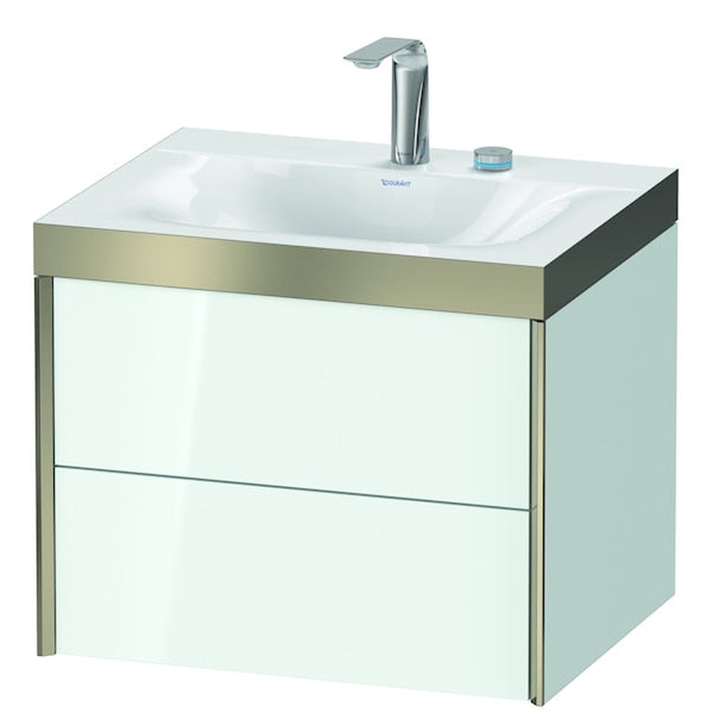 Duravit Xviu 24" x 20" x 19" Two Drawer C-Bonded Wall-Mount Vanity Kit With Two Tap Holes, White (XV4614EB185P)