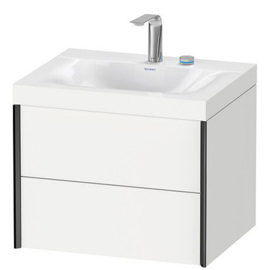 Duravit Xviu 24" x 20" x 19" Two Drawer C-Bonded Wall-Mount Vanity Kit With Two Tap Holes, White (XV4614EB218C)
