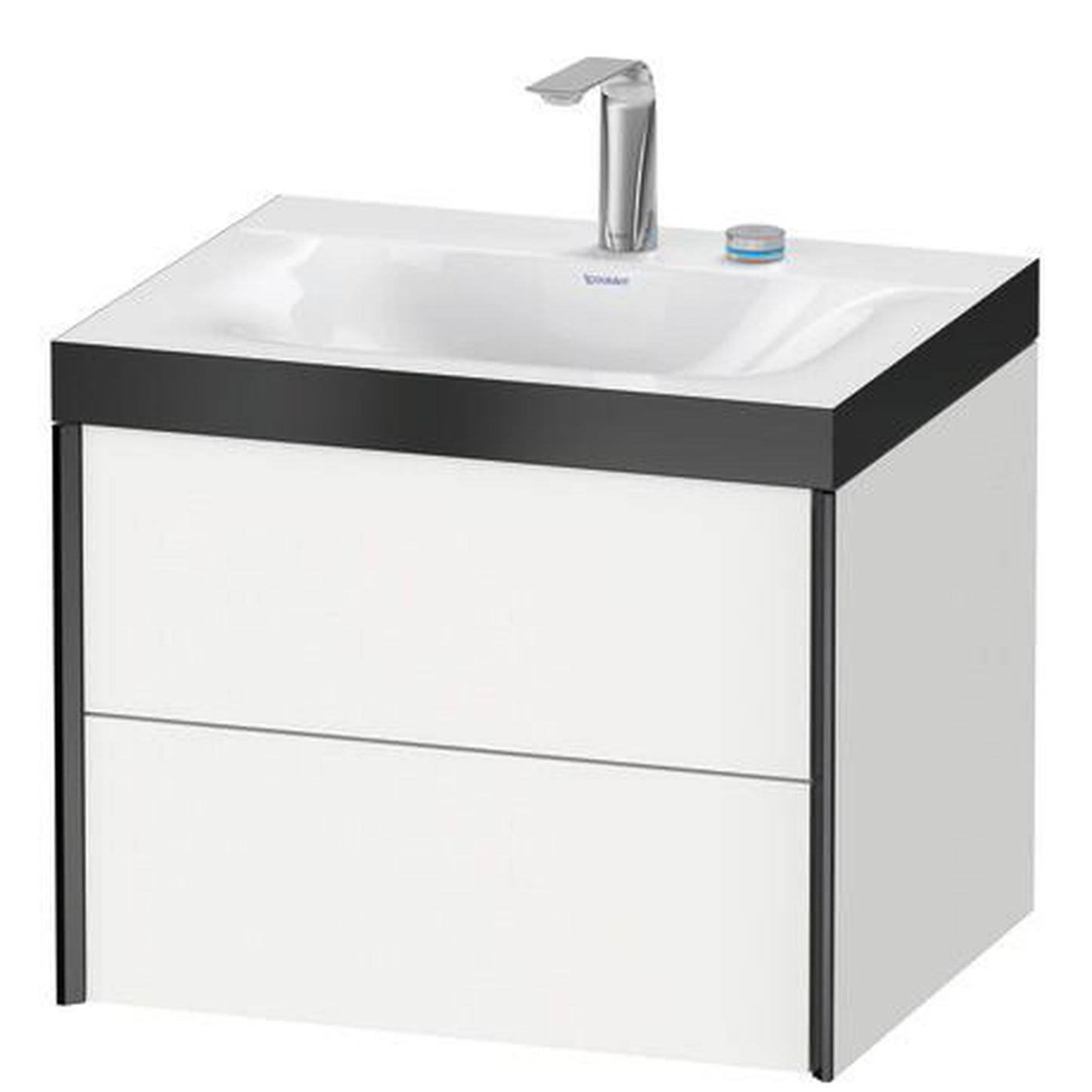 Duravit Xviu 24" x 20" x 19" Two Drawer C-Bonded Wall-Mount Vanity Kit With Two Tap Holes, White (XV4614EB218P)