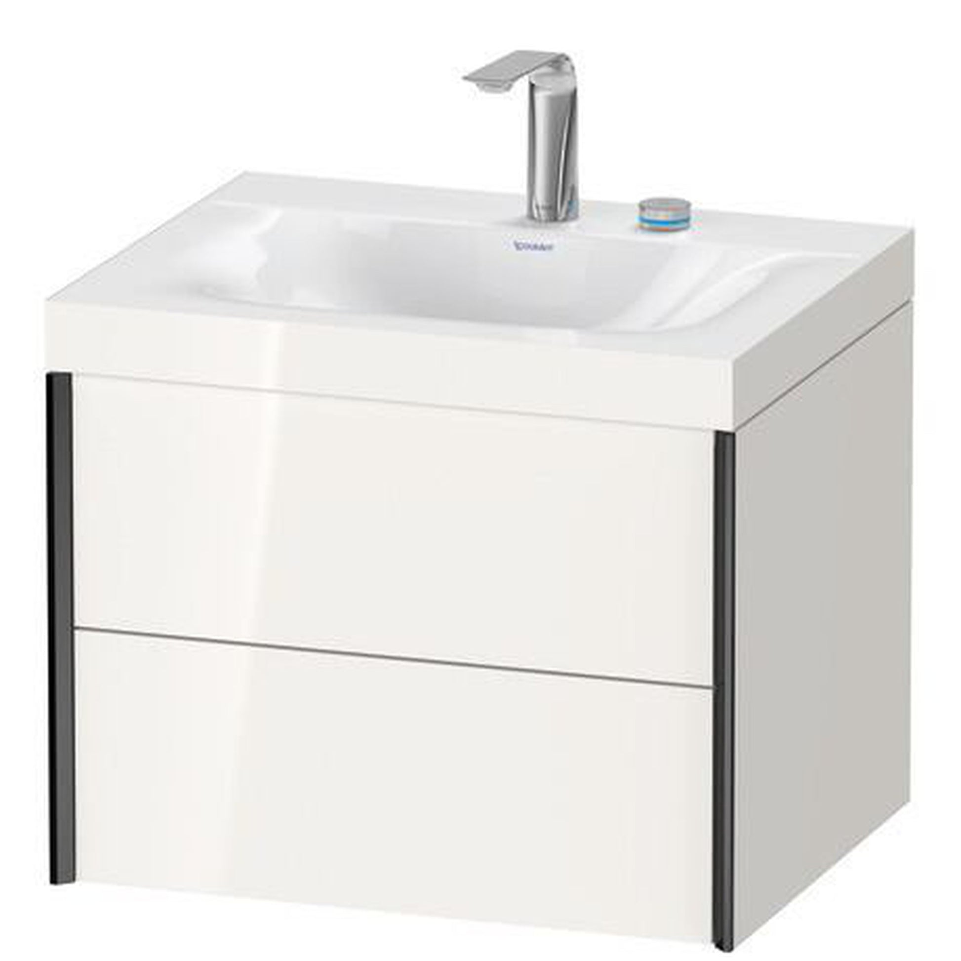 Duravit Xviu 24" x 20" x 19" Two Drawer C-Bonded Wall-Mount Vanity Kit With Two Tap Holes, White (XV4614EB222C)