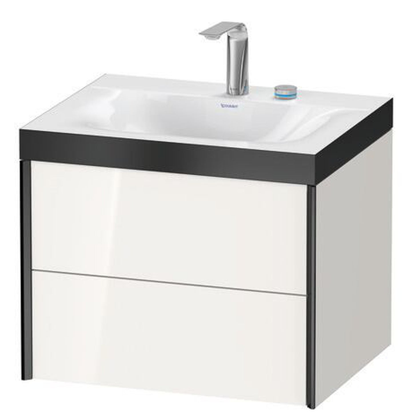 Duravit Xviu 24" x 20" x 19" Two Drawer C-Bonded Wall-Mount Vanity Kit With Two Tap Holes, White (XV4614EB222P)