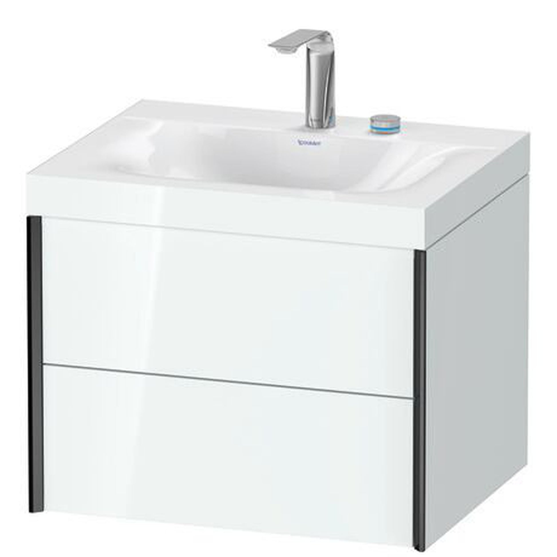 Duravit Xviu 24" x 20" x 19" Two Drawer C-Bonded Wall-Mount Vanity Kit With Two Tap Holes, White (XV4614EB285C)