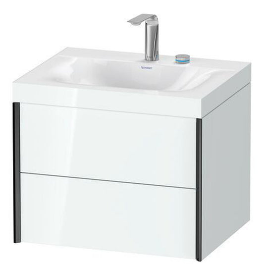 Duravit Xviu 24" x 20" x 19" Two Drawer C-Bonded Wall-Mount Vanity Kit With Two Tap Holes, White (XV4614EB285C)